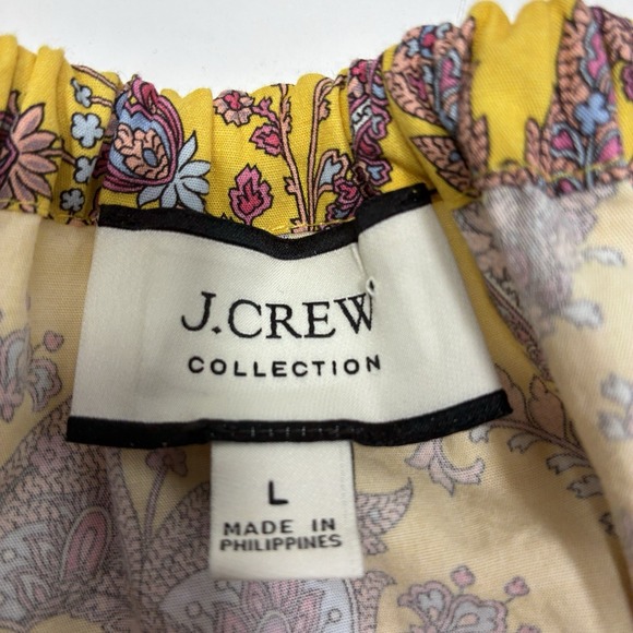 J Crew Collection Women L Top Tie-Neck Cotton Poplin Ratti Golden Paisley Casual - Picture 4 of 13